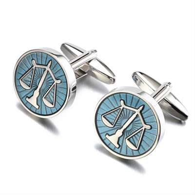 Stainless Steel Round balance Cufflinks for Mens Shirt Studs Gift Lawyer Relojes gemelos