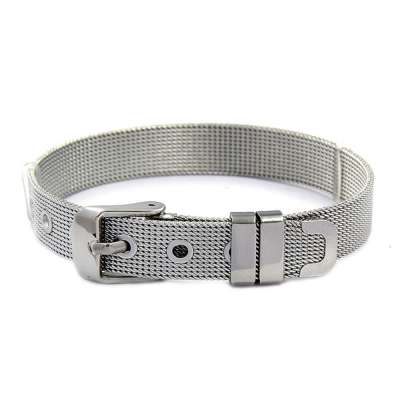 Wide Belt Buckle Mesh Wrist Band Bracelet for Men