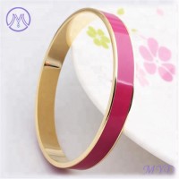 ladies stainless steel pure color hard enamel bangle 10mm wide CLOISONNE bracelet