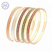 Stainless Steel gold plating color Enamel 5mm wide Cloisonne  Bangle Bracelet