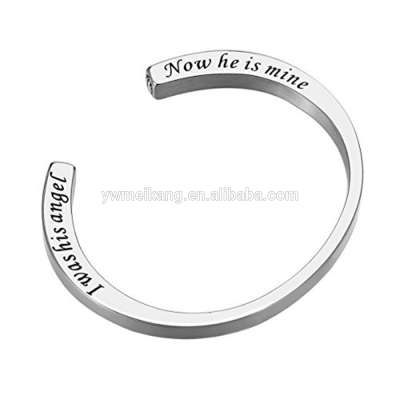 Cremation Urn Bracelet Engraved I Was His Angel Now He Is Mine Stainless Steel Waterproof Memorial bracelet