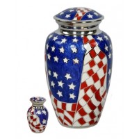 American Flag Brass Cremation Urn